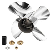 10.625 x 15 Trophy Edelstahlpropeller 4 Blätter für Mercury 25-70 PS 13 Spline-Zähne