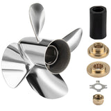 10.625 x 15 Trophy Edelstahlpropeller 4 Blätter für Mercury 25-70 PS 13 Spline-Zähne