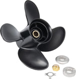 4-Blade Aluminum Boat Propeller for Mercury 25-60hp Engine 13 Spline Tooth Right Hand,Interchangeable Hub Kits Included