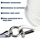 White Anchor Rope Line Boat Rope with Stainless Steel Thimble Shackle