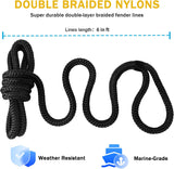 2 Pack Fender Lines, Improved Nylon Boat Ropes, Black