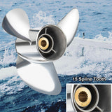 VIF  OEM Upgrade 13 3/4 x 17,13 3/4 x 19, 13 3/4 x 21, 13 3/8 x 23 Stainless Steel Propeller for Yamaha Outboard Motos 150-250 HP, 15 Spline Tooth, RH