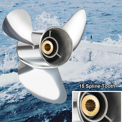 VIF  OEM Upgrade 13 3/4 x 17,13 3/4 x 19, 13 3/4 x 21, 13 3/8 23 Series Stainless Steel Propeller for Yamaha Outboard Motos 150-250 HP, 15 Spline Tooth, RH