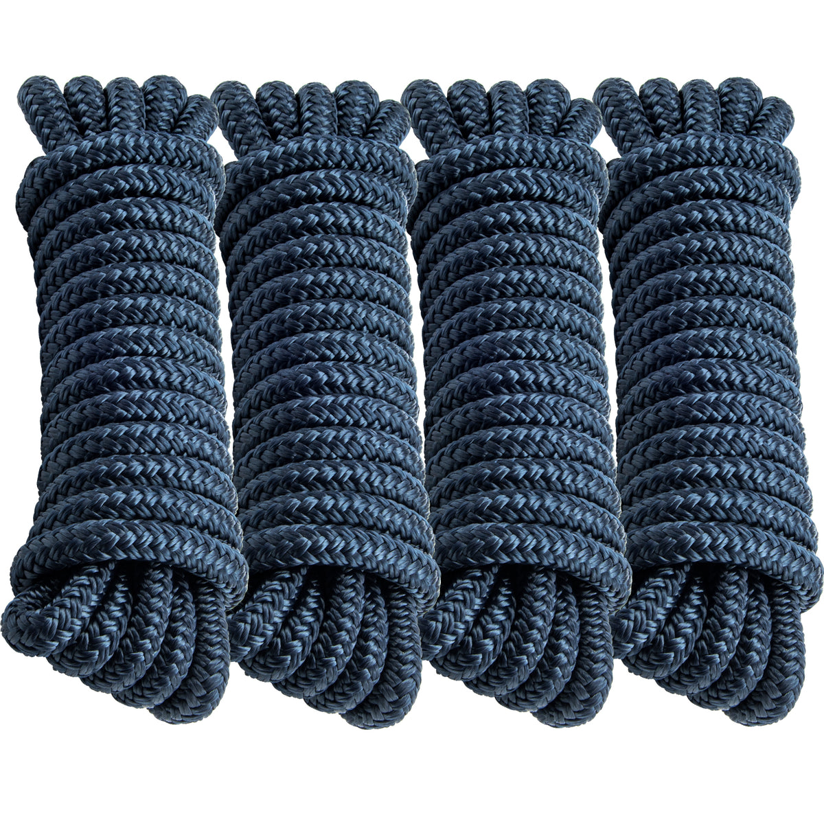 Boat Dock LinesImproved Double Braided Nylon Boat Ropes for Docking with 12" Loop,Hurricane-resistant Grade Marine Rope for Sailboats,Pontoons,Fishing Boats Navy Blue