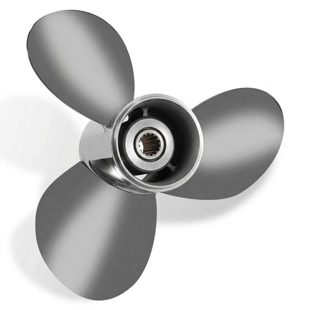 9,9 x 12, 9,9 x 13, 10,38 x 13 OEM-Außenbordpropeller aus Edelstahl für Mercury-Motoren mit 9,9–20 PS, 10 Keilzähne