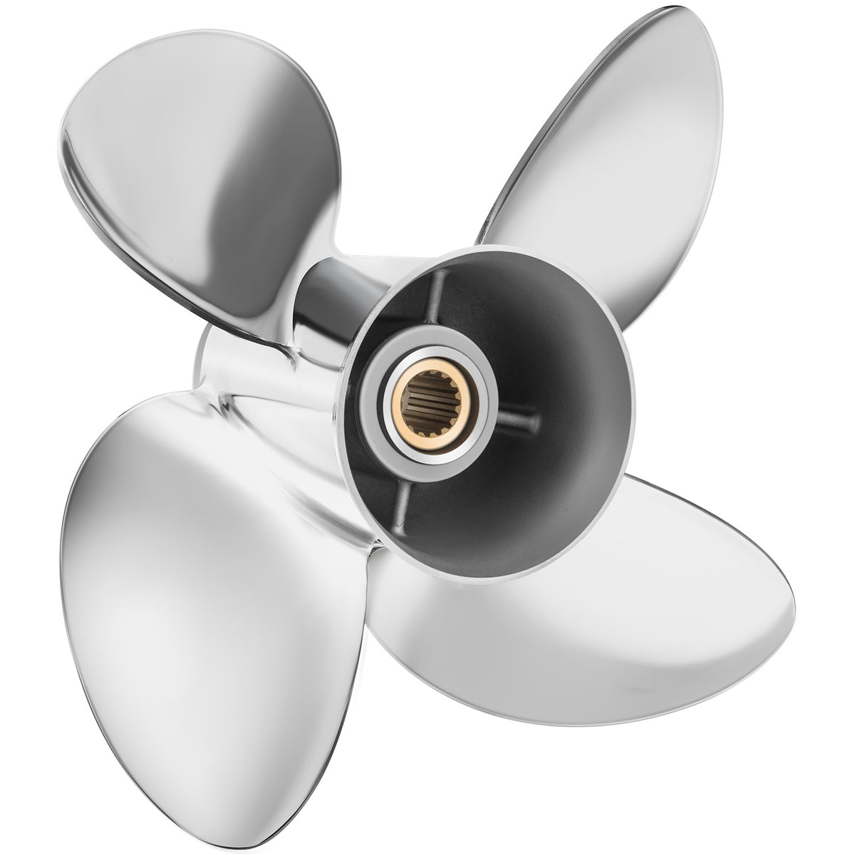 Hélice hors-bord OEM améliorée en acier inoxydable, compatible avec les moteurs Tohatsu et Nissan de 115 à 250 CV, 15 cannelures, rotation à droite, 4 pales