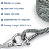 Grey Boat Anchor Rope 3/8 inch 50ft Nylon Rope with Stainless Steel Shackle