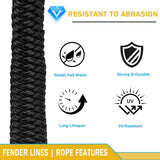 3/8" x 6' Fender Lines, 2 Pack Improved Nylon Boat Ropes