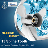 Stainless Steel Boat Propeller for Yamaha Outboard Motos 60-115 HP, 15 Spline, RH
