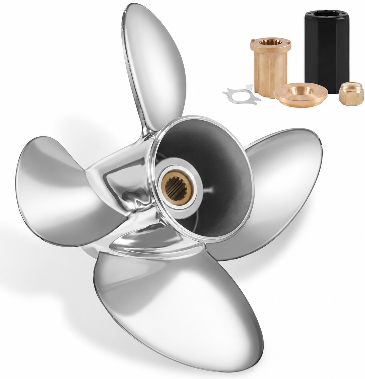 Elica esterna in acciaio inox OEM adattata a motori Mercury da 40-140CV, 4 pale