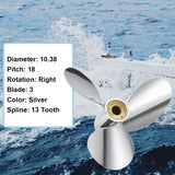 VIF 10.38 x18p Chopper | 48-43592A71 Upgrade OEM Stainless Steel Outboard Propeller fit Mercury Motos 30-60 hp, Chopper II Racing Prop, 13 Spline Tooth hub Kits Installed, Rh