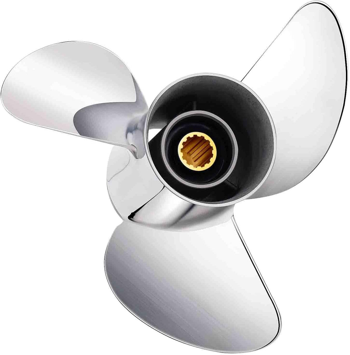 YBS Boat Outboard Propeller Stainless Steel 10.25 x 14/15/16-G Polished/Black